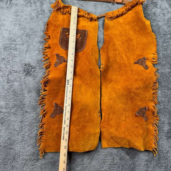 JOHN R CRAIGHEAD & CO DENVER Kids Vintage Suede Leather Chaps Western Rodeo - Picture 4 of 5